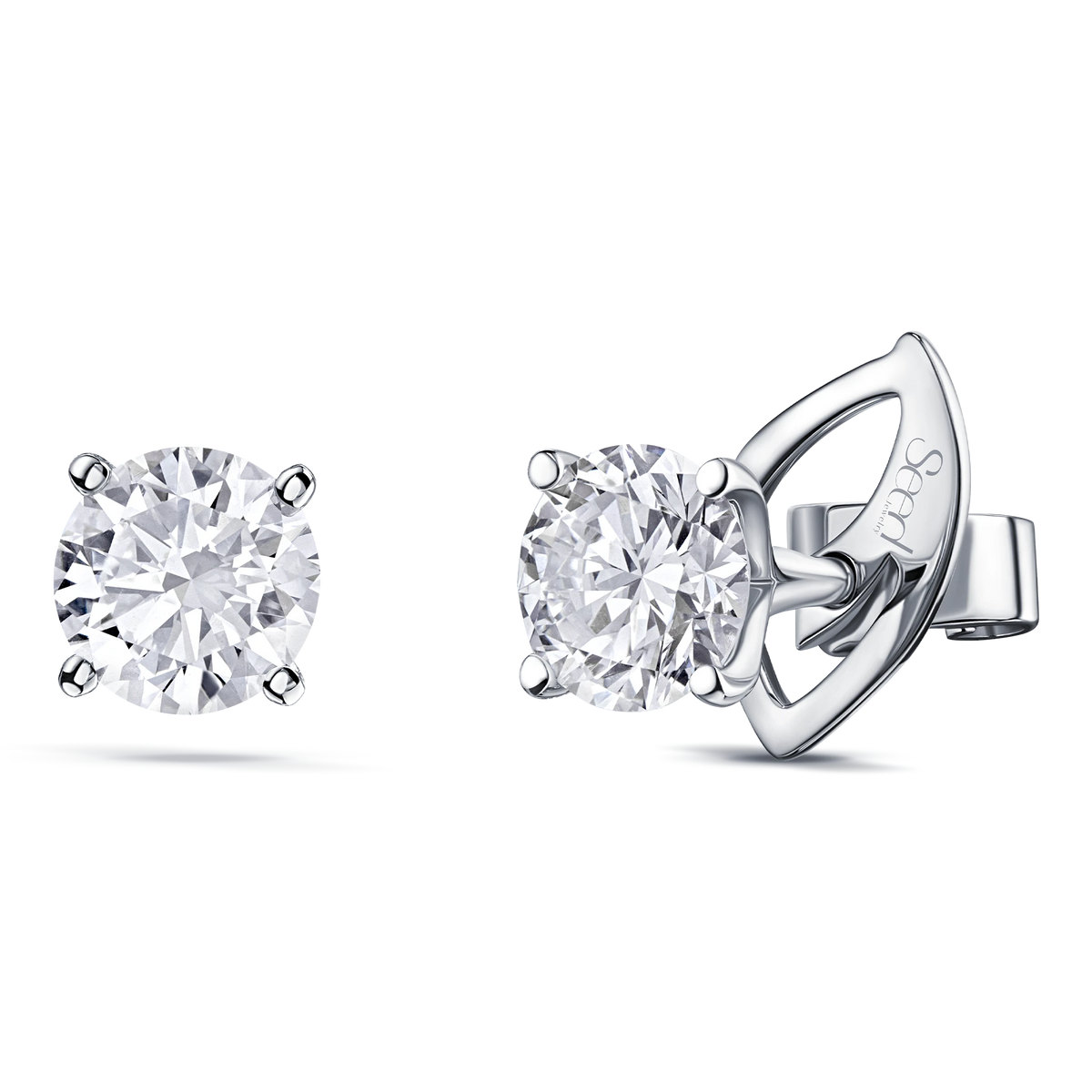 Always Be Round Cut Earrings with Removable Halo in white gold