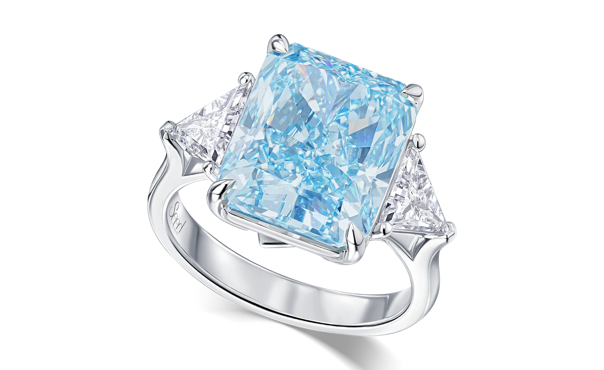 Always Be Fancy Intense Blue Radiant Cut Ring — product photo