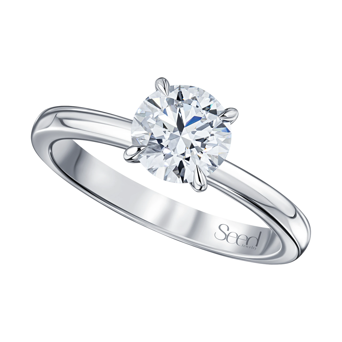 Always Be Round Cut Engagement Ring in white gold