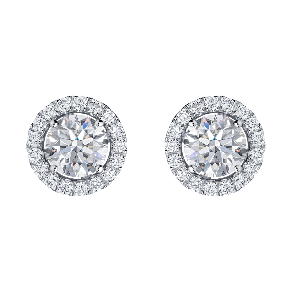 Always Be Round Cut Earrings with Removable Halo in white gold