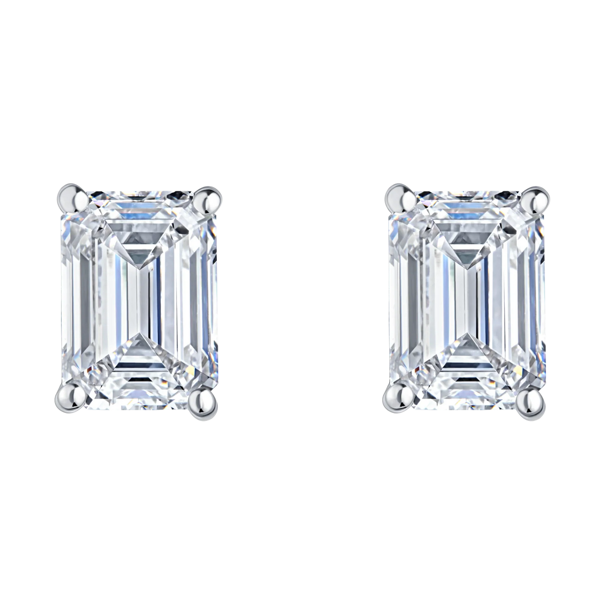 Always Be Emerald Cut Earrings with Removable Halo in white gold