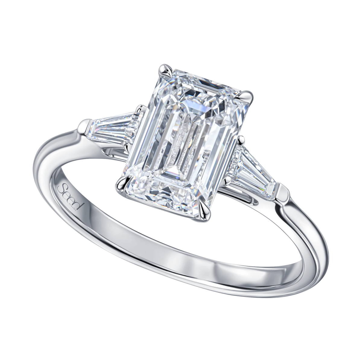 Always Be Emerald Cut Diamond Ring 2ct in white gold
