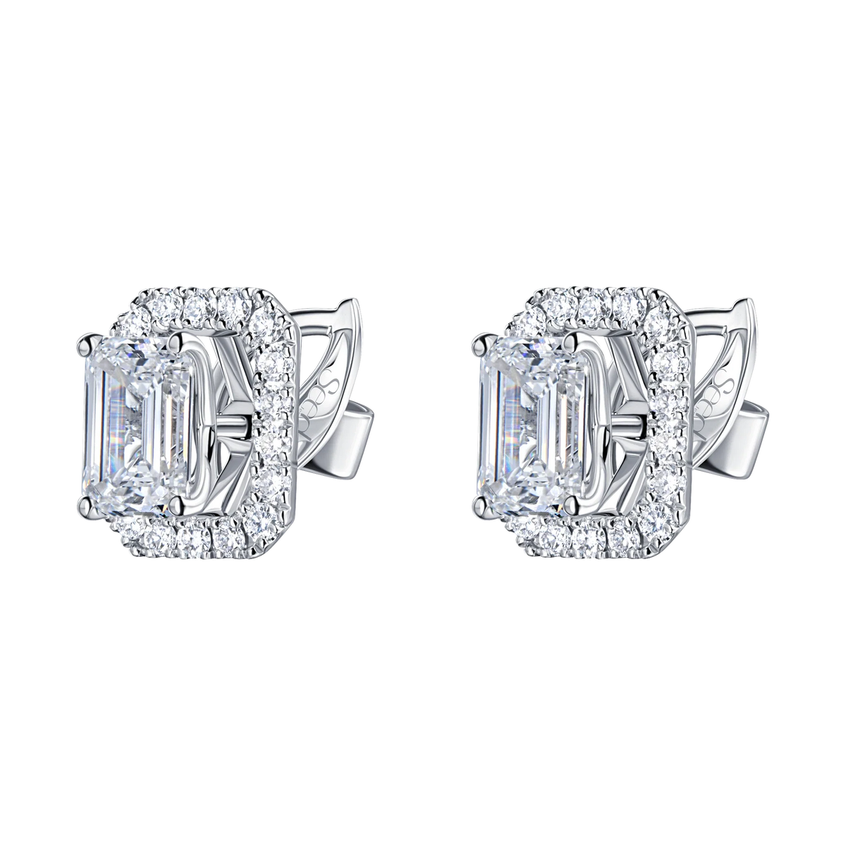 Always Be Emerald Cut Earrings with Removable Halo in white gold