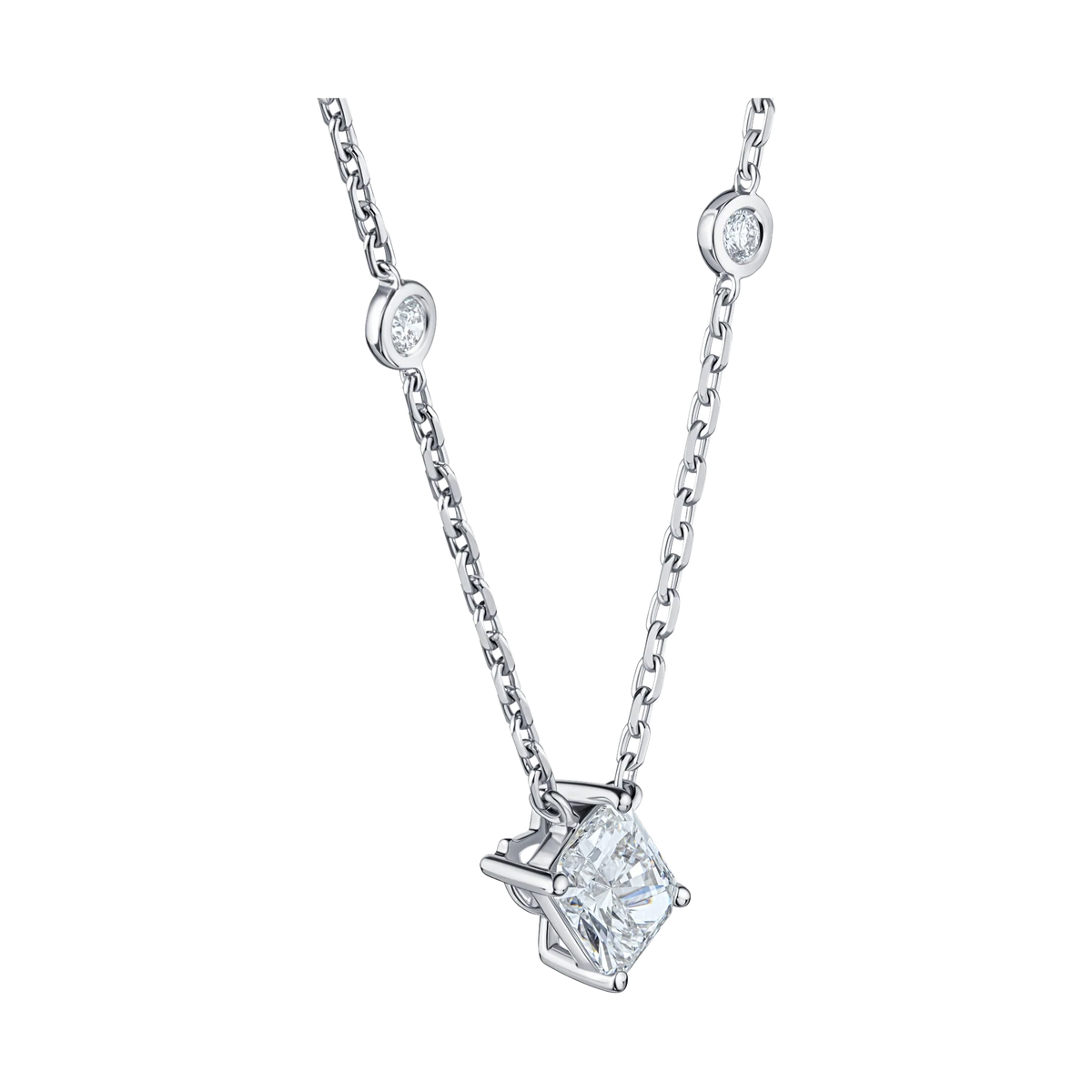 Always Be Radiant Cut Diamond Station Pendant in white gold