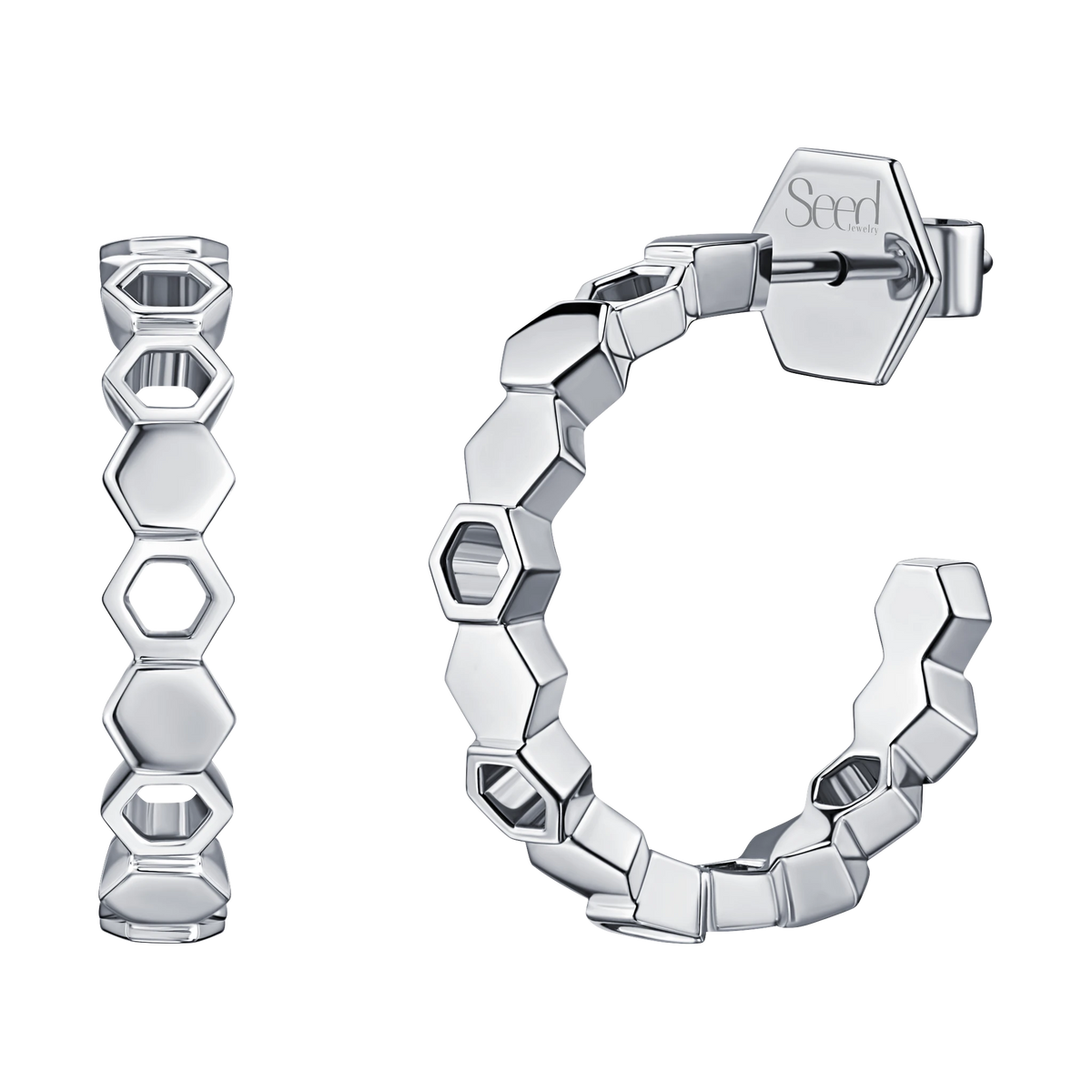 Just Bee Hoop Earrings in white gold #Metal_White Gold