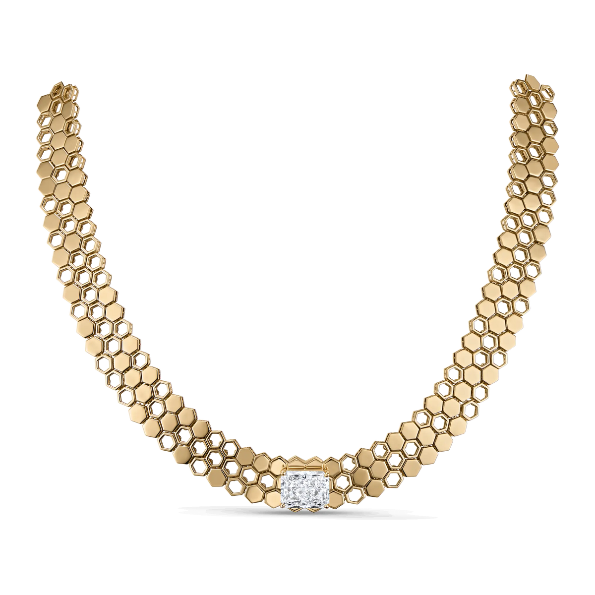 Just Bee Necklace — product photo #Choose your configuration_With Centre Diamond #Metal_Yellow Gold