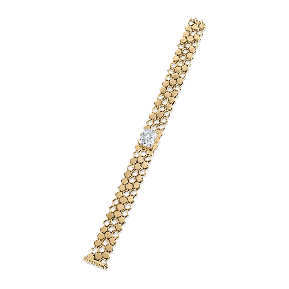 Just Bee Bracelet With Centre Diamond #Metal_Yellow Gold #Choose your configuration_With Lab-grown Diamond