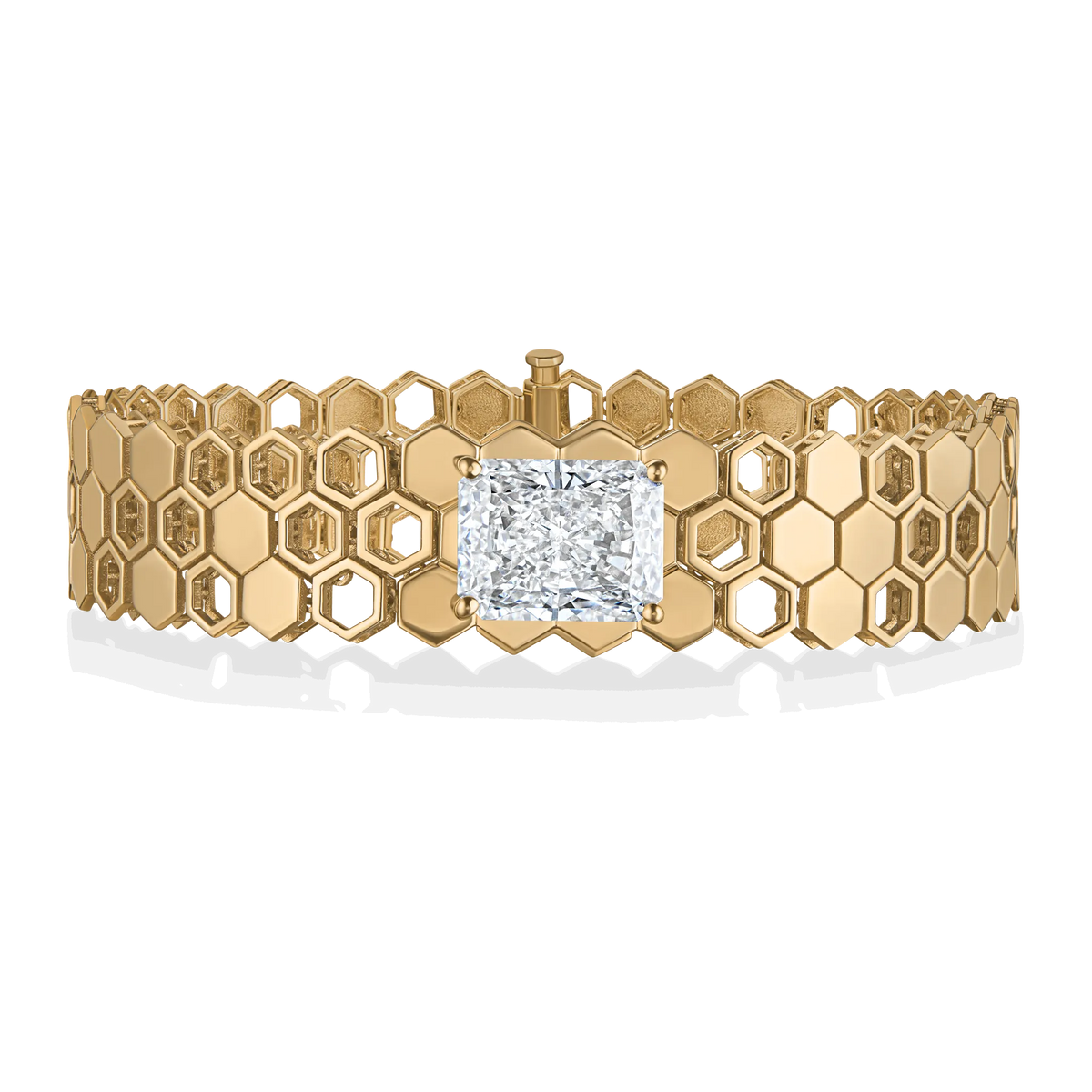 Just Bee Bracelet With Centre Diamond #Metal_Yellow Gold #Choose your configuration_With Lab-grown Diamond