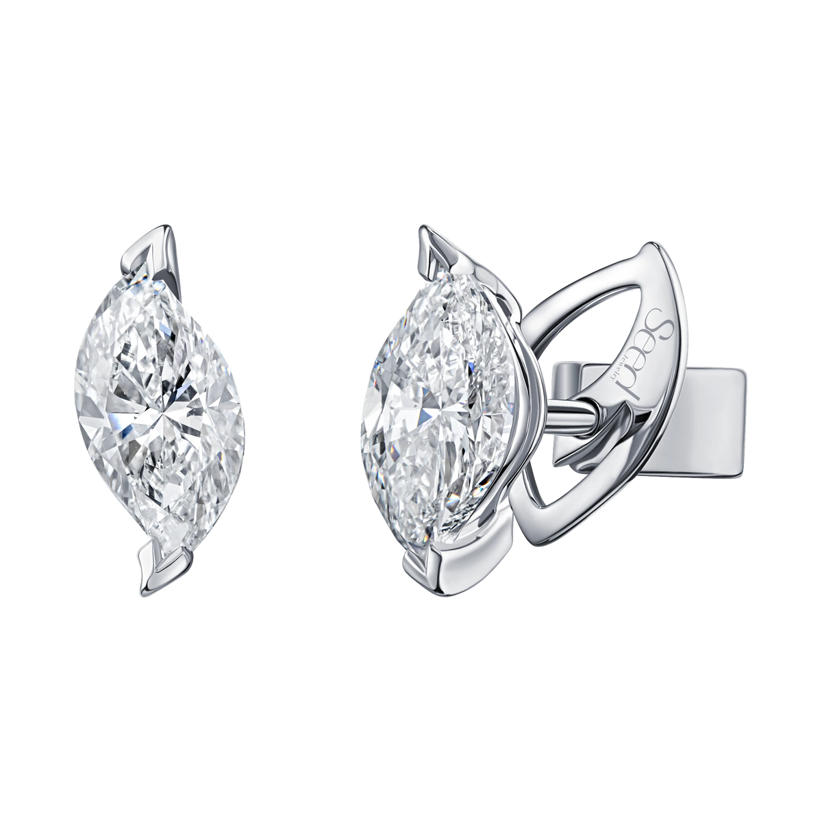 Be True Leaf Earrings — product photo #Metal_White Gold