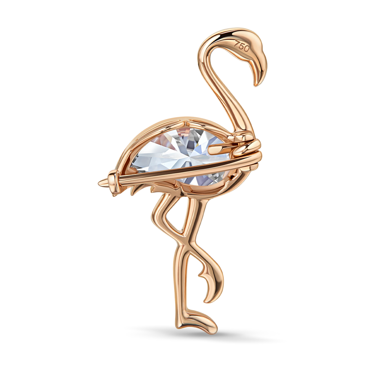 Be Free Flamingo Pendant & Brooch shown as a brooch