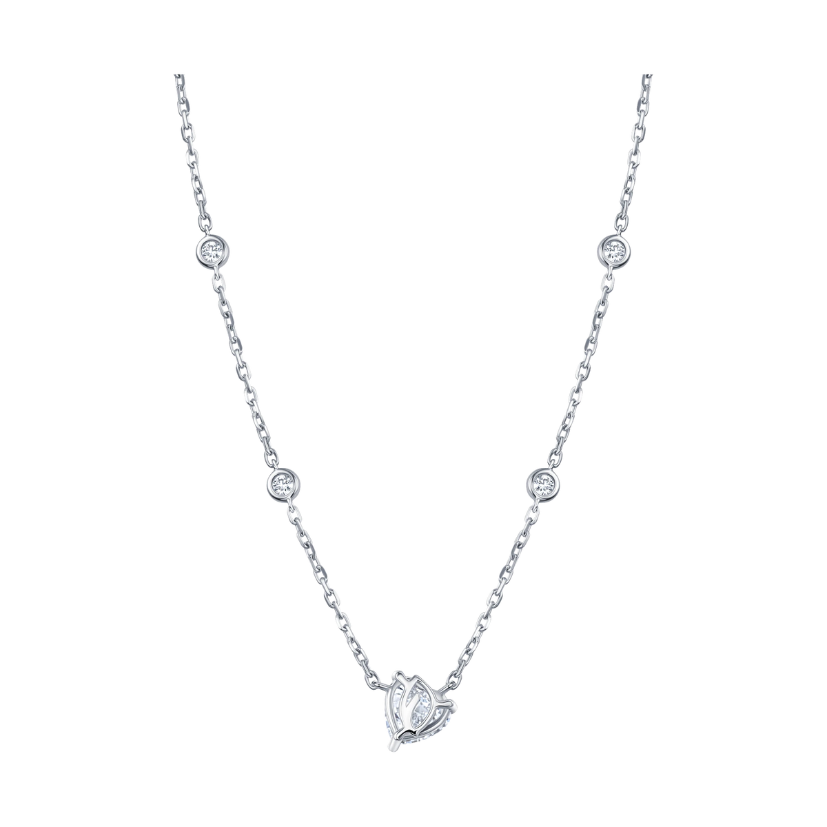 Always Be Heart Shape Diamond Station Pendant in white gold