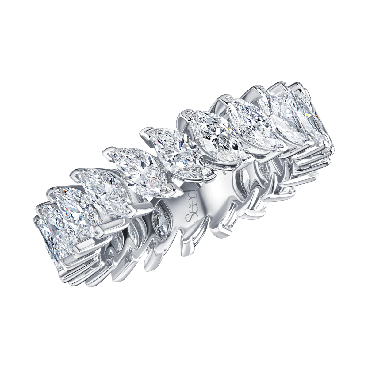 Be True Eternity Ring Leaf Cut — product photo #Metal_White Gold