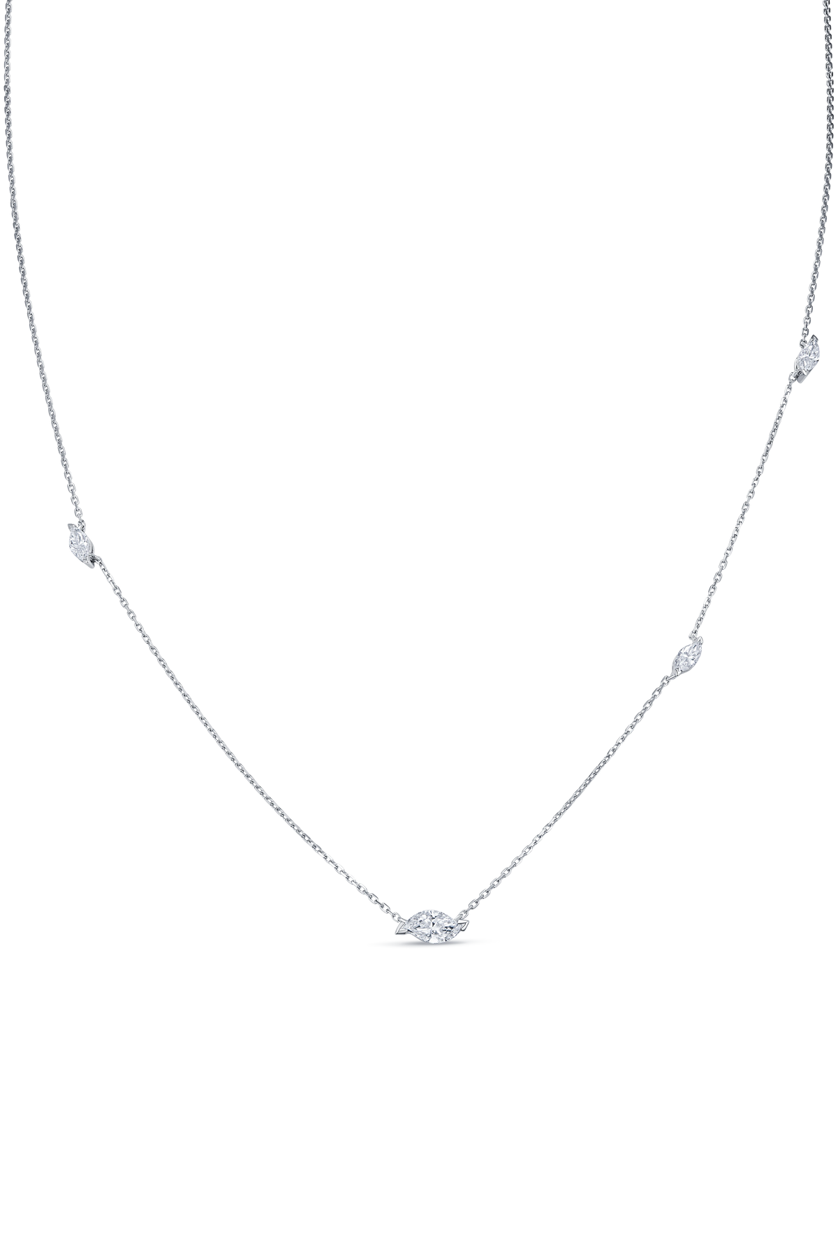 Be True Leaf Necklace 0.5ct — product photo #Metal_White Gold
