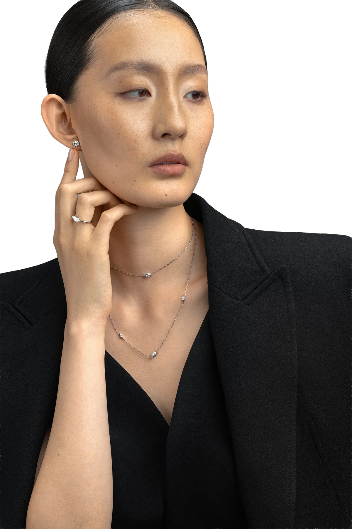 Be True Leaf Ring Model — product photo #Metal_White Gold