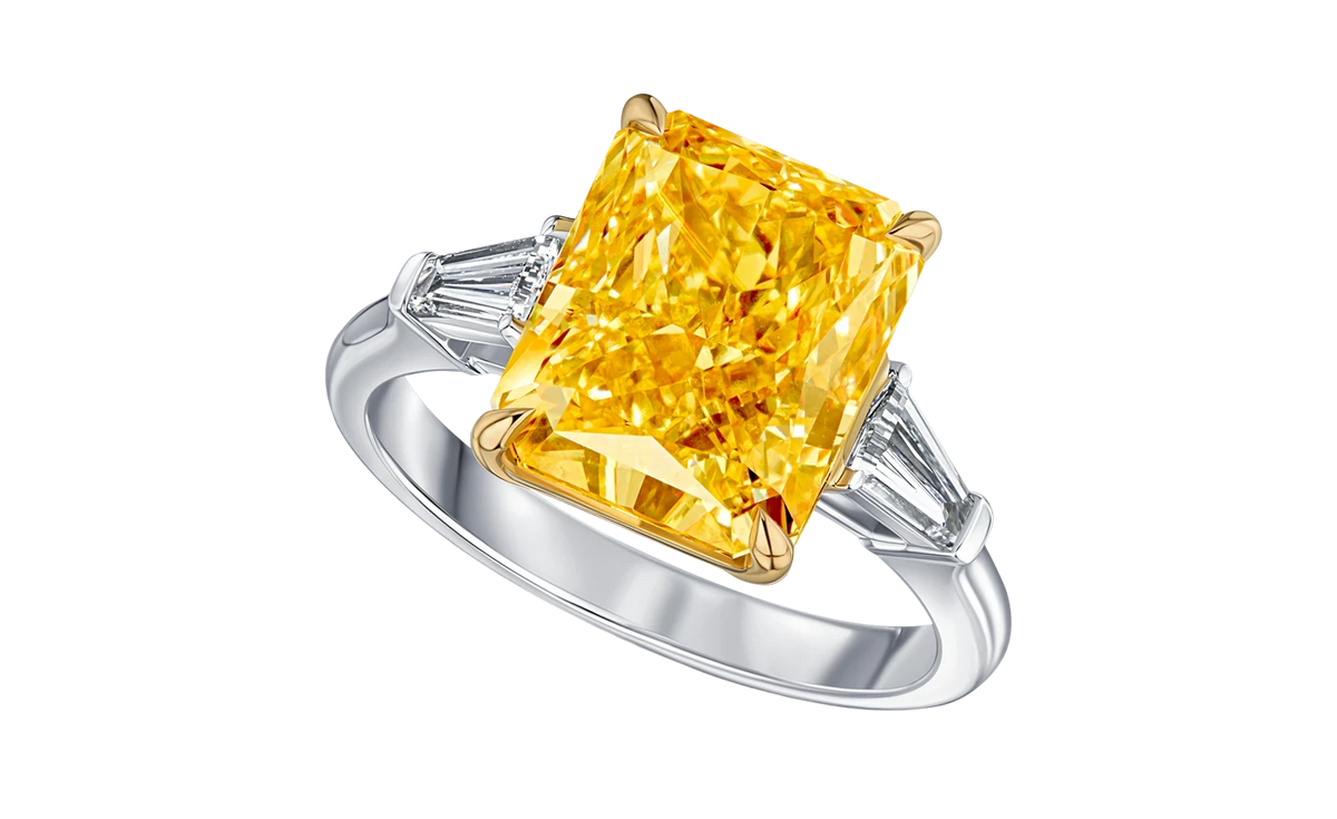 Always Be Fancy Vivid Yellow Radiant Cut Ring — product photo
