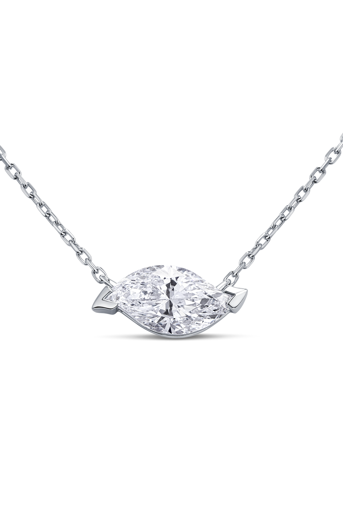 Be True Leaf Necklace 1ct — product photo #Metal_White Gold