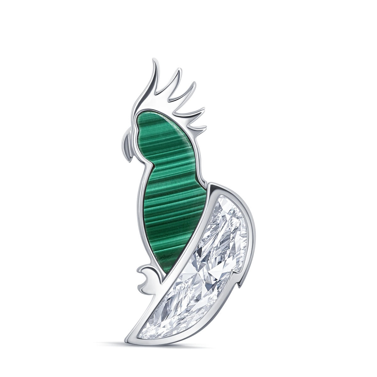 Be Free Parrot Pendant & Brooch shown as a brooch