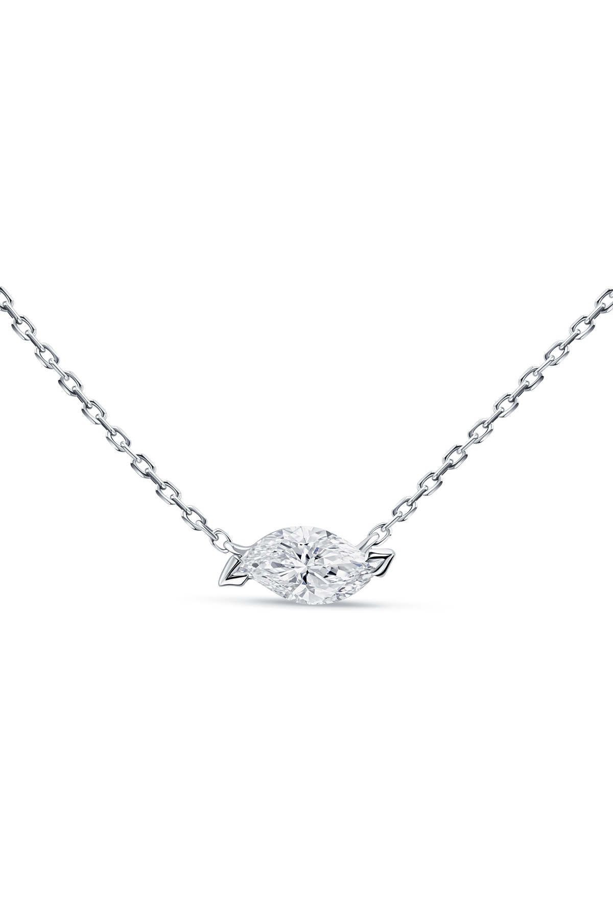 Be True Leaf Necklace 0.5ct — product photo #Metal_White Gold