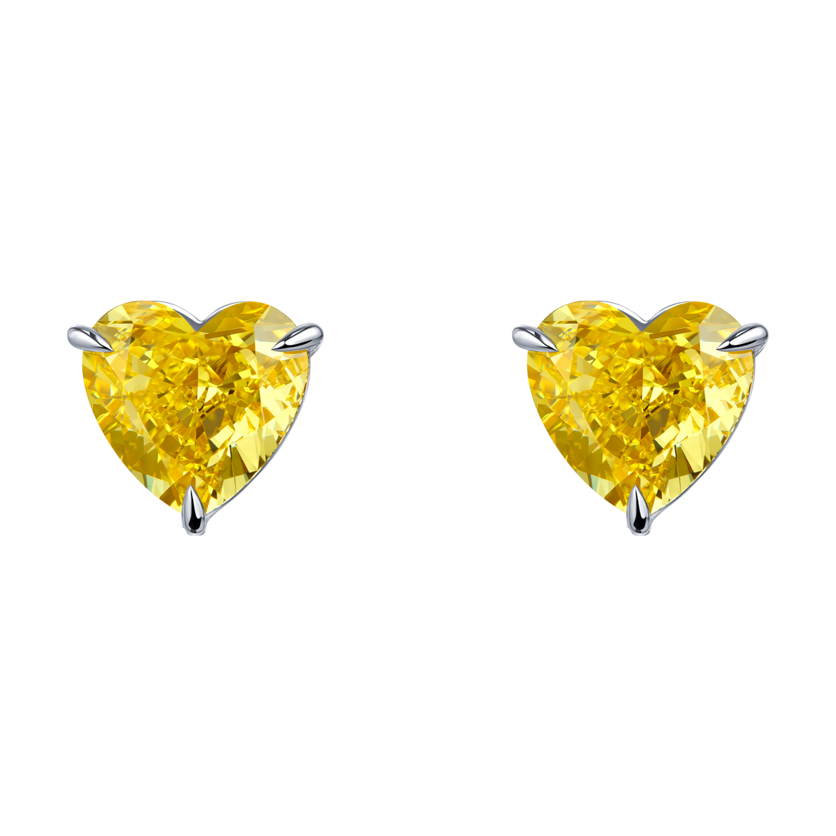 Always Be Heart Shape Fancy Vivid Yellow Diamond studs