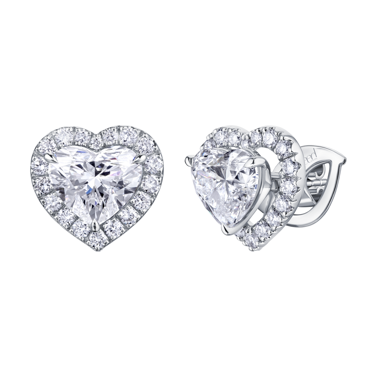 Always Be Heart Shape Diamond Earrings with Removable Halo, halo jacket