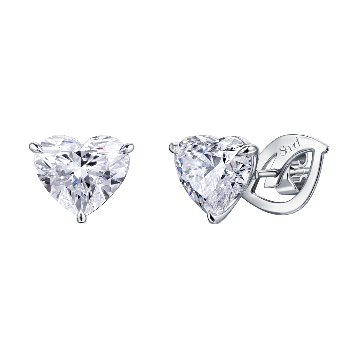 Always Be Heart Shape Diamond Earrings with Removable Halo, studs