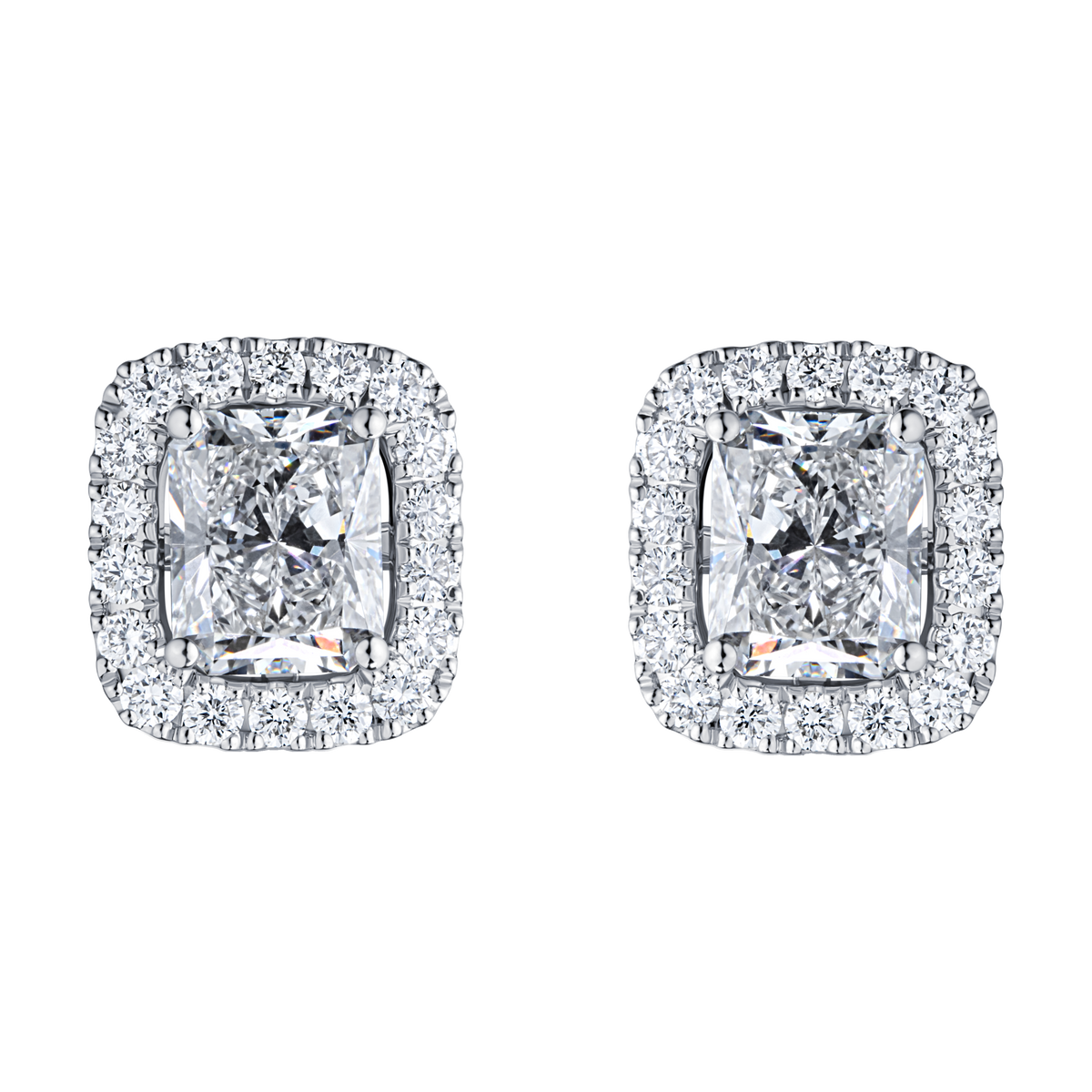 Always Be Radiant Cut Diamond Earrings with Removable Halo in white gold