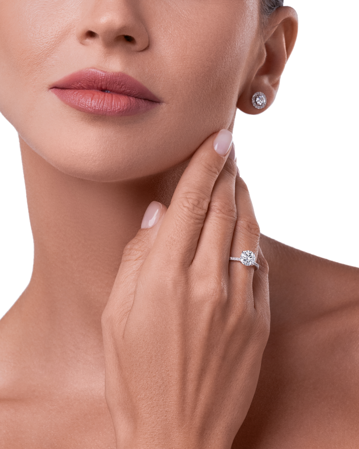 Always Be 1ct Round Cut Diamond Pave Ring worn on model #Metal_White Gold
