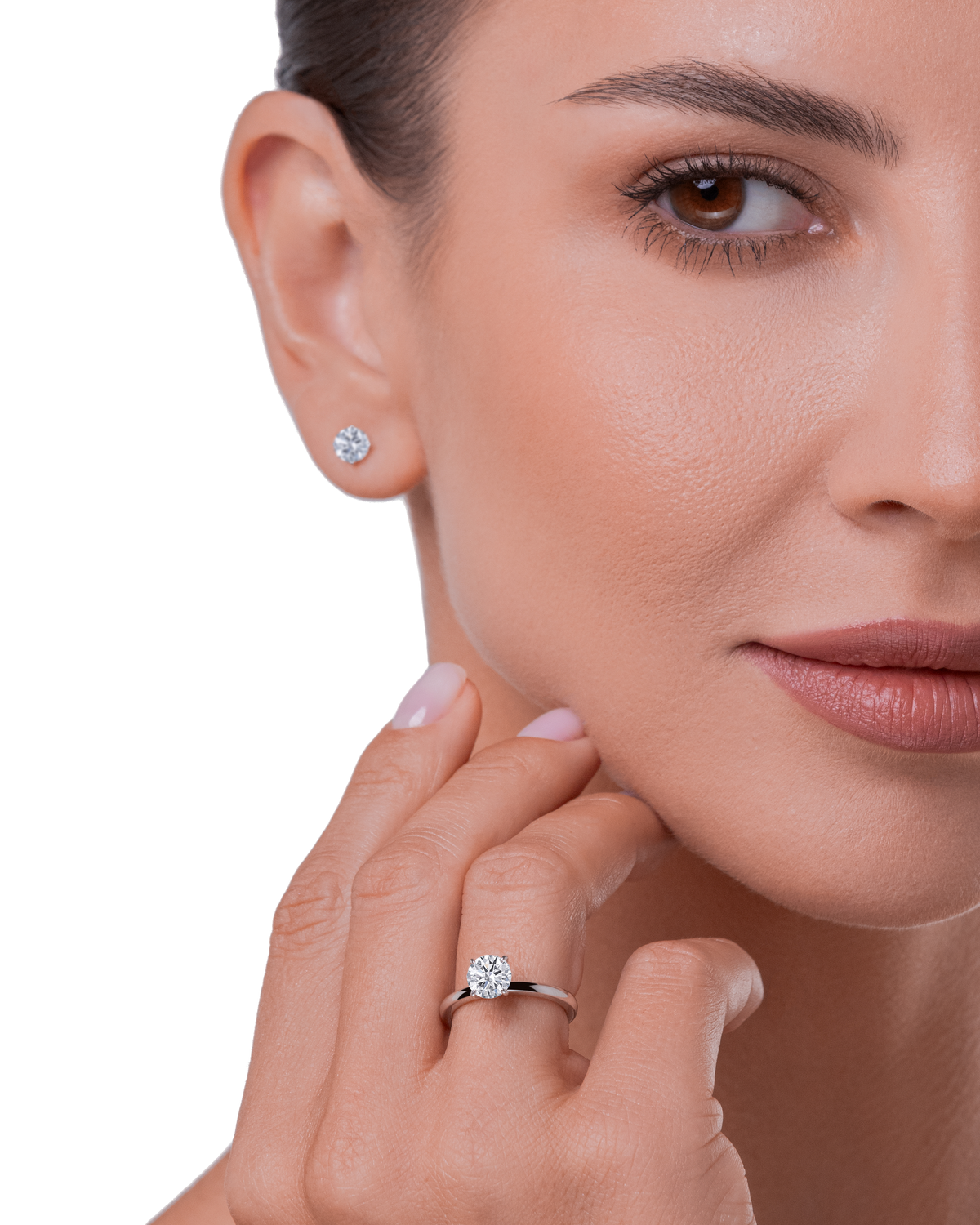 Always Be Round Cut Diamond Ring 1.0ct worn on model #Carat Weight_1.0ct D/VVS2