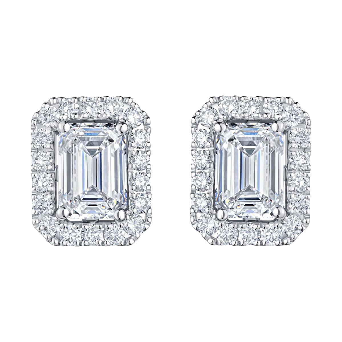 Always Be Emerald Cut Earrings with Removable Halo in white gold