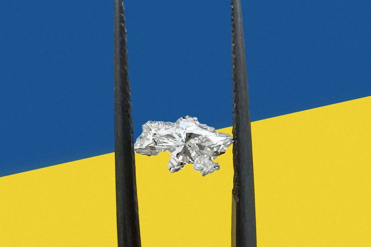 A diamond cut in the shape of the map of Ukraine