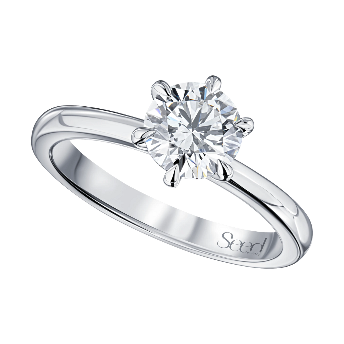 Always Be Round Cut Engagement Ring in white gold