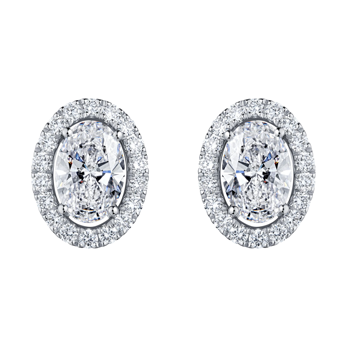 Always Be Oval Cut Earrings with Removable Halo in white gold