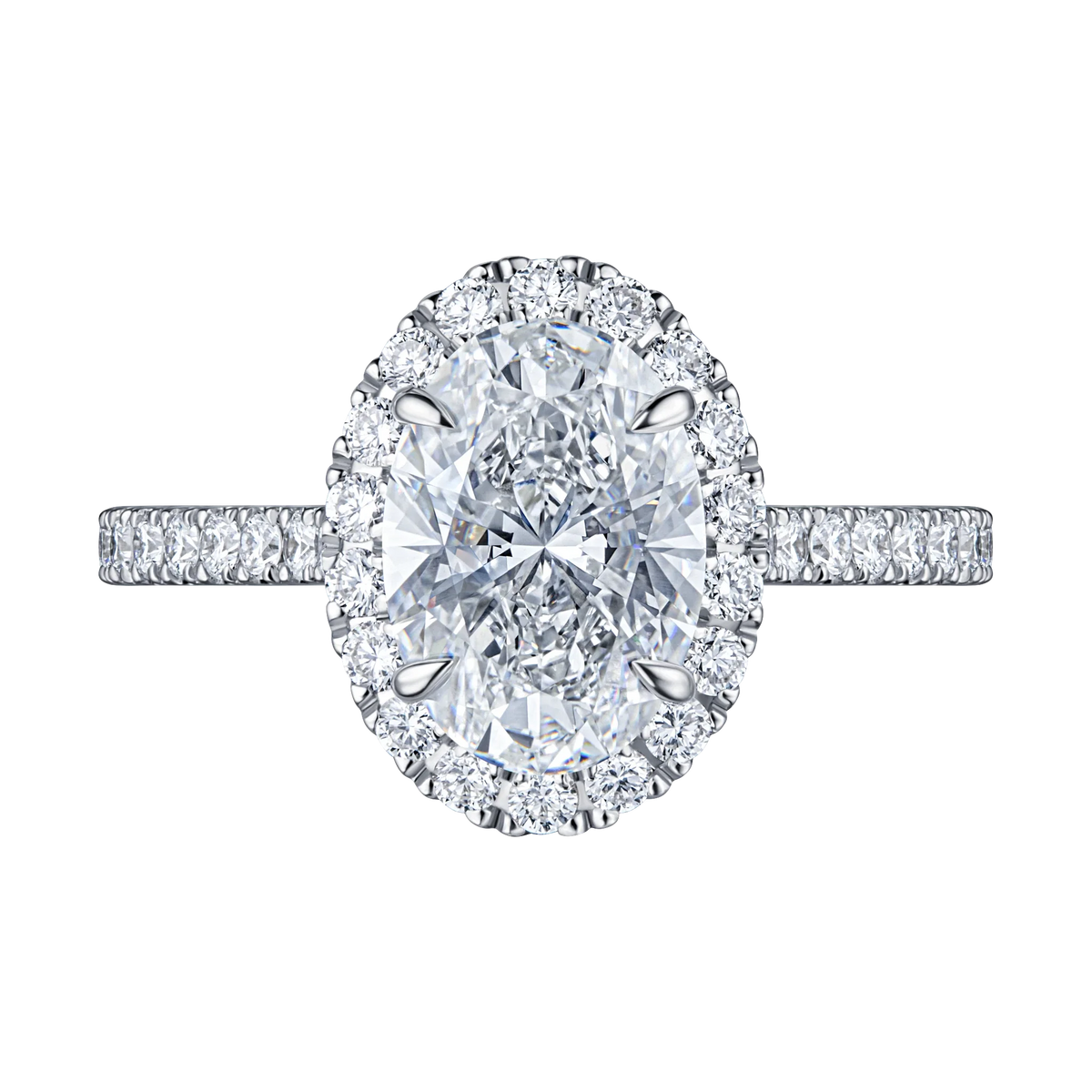Always Be Oval Cut Halo Diamond Ring in white gold