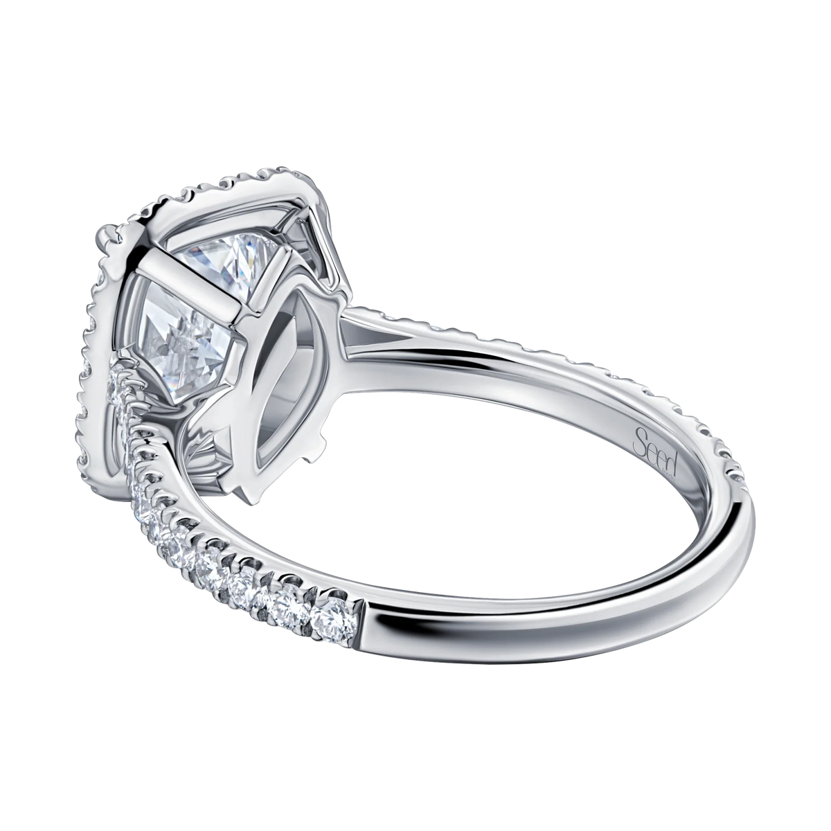 Always Be Cushion Cut Halo Diamond Ring in white gold