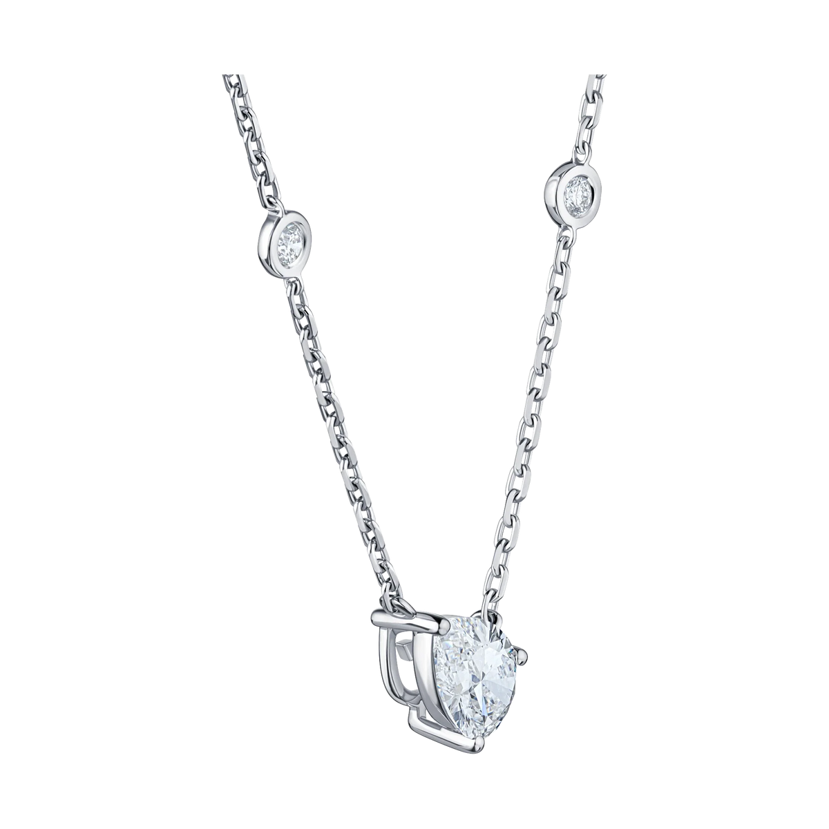 Always Be Pear Shape Diamond Station Pendant in white gold