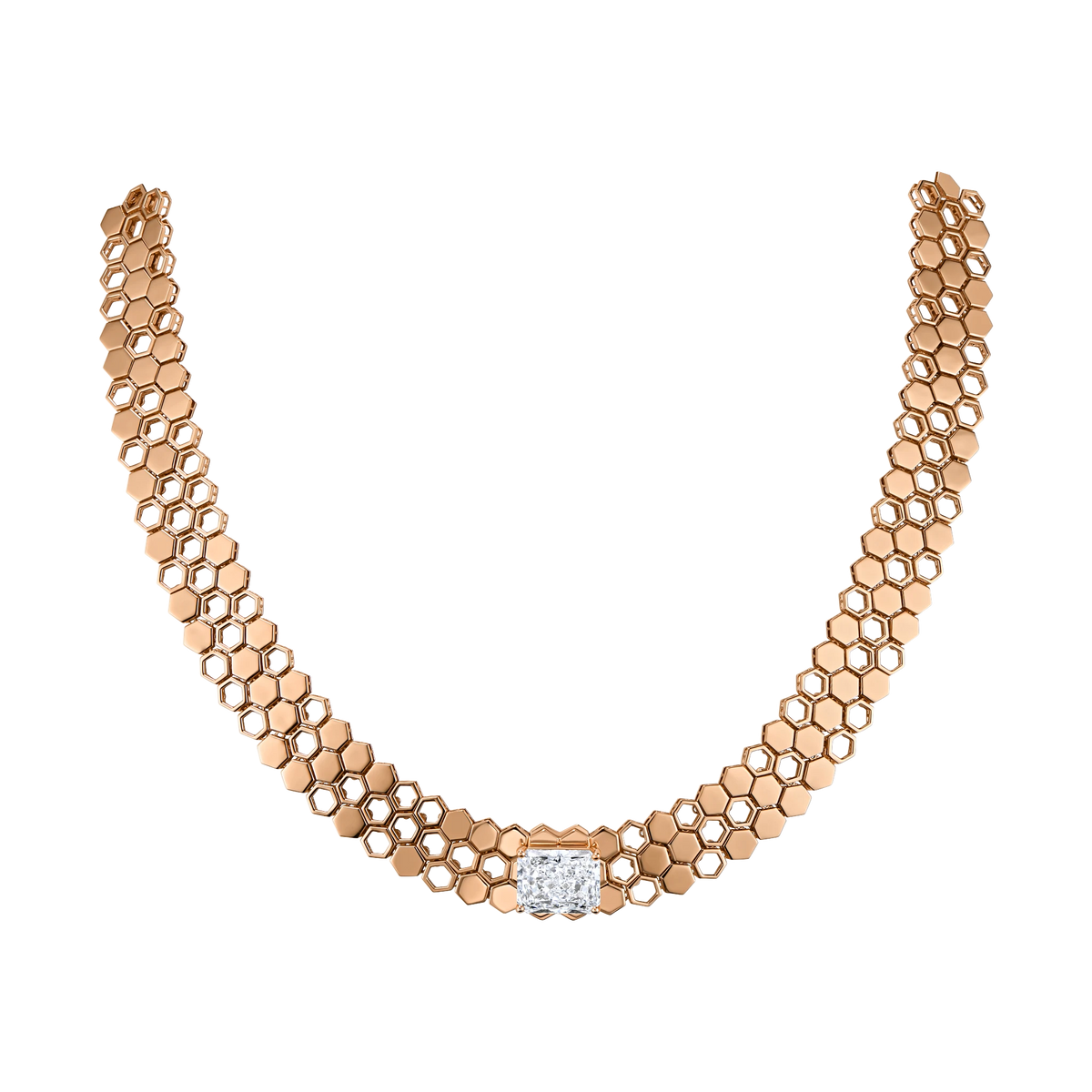 Just Bee Necklace — product photo #Choose your configuration_With Centre Diamond #Metal_Rose Gold