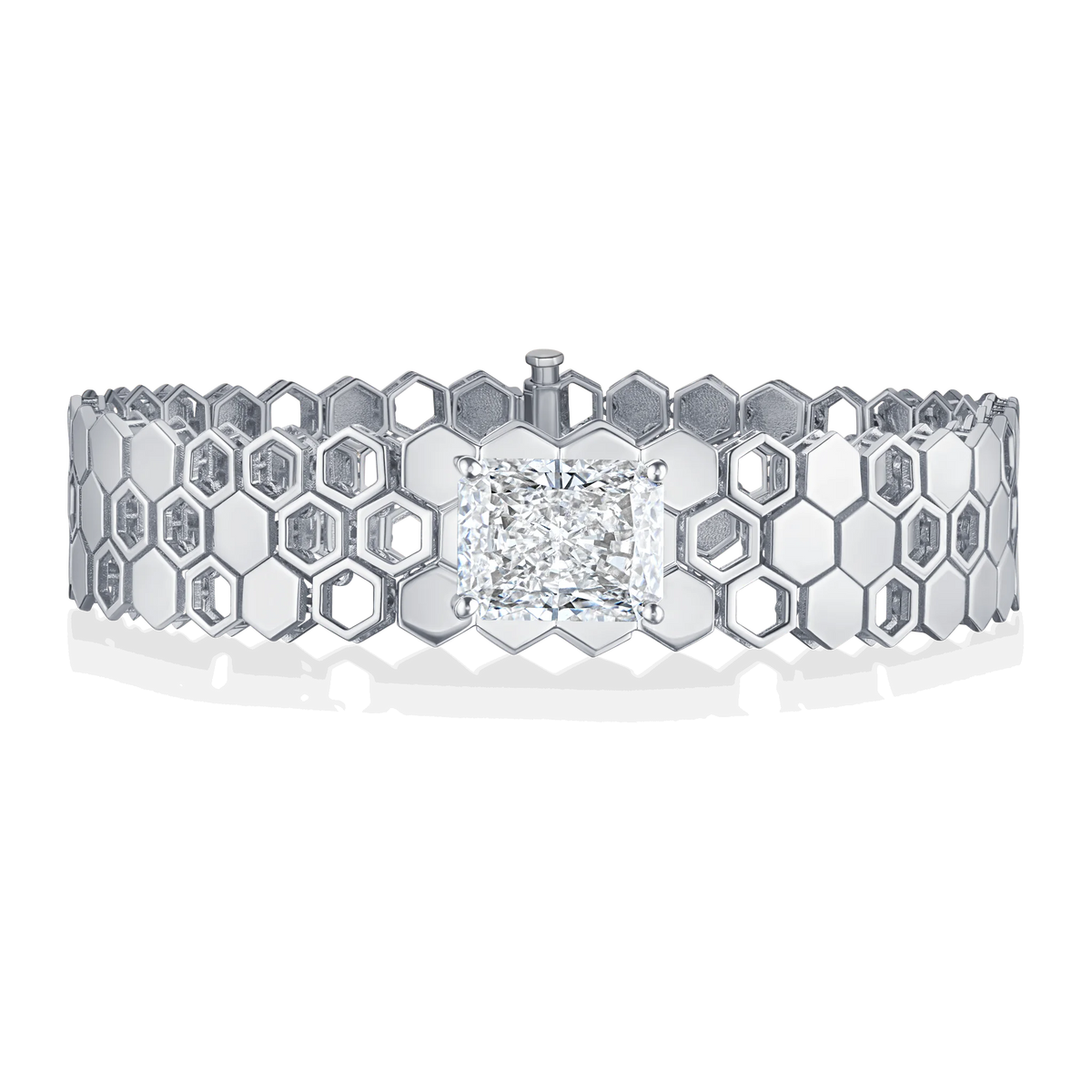 Just Bee Bracelet With Centre Diamond #Metal_White Gold #Choose your configuration_With Lab-grown Diamond