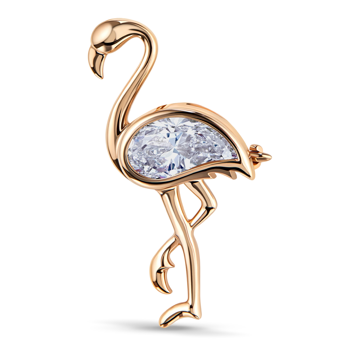 Be Free Flamingo Pendant & Brooch shown as a brooch