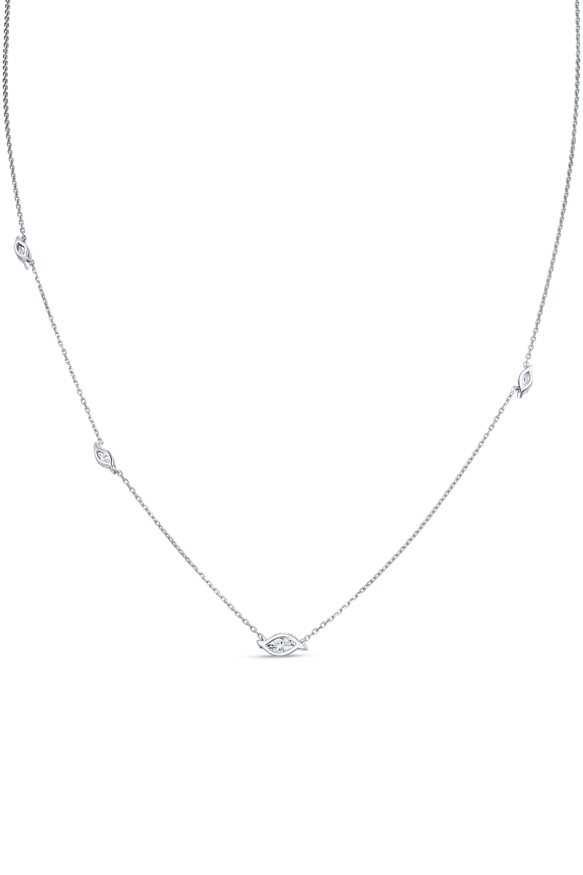 Be True Leaf Necklace 0.5ct — product photo #Metal_White Gold