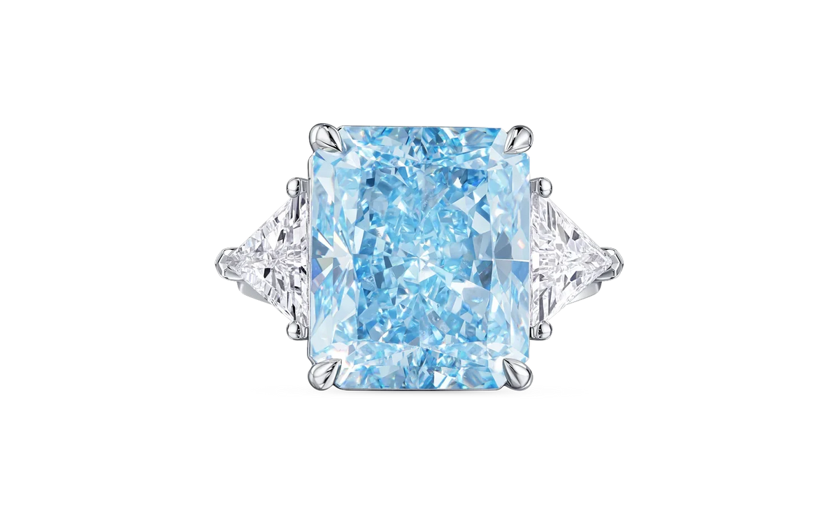 Always Be Fancy Intense Blue Radiant Cut Ring — product photo
