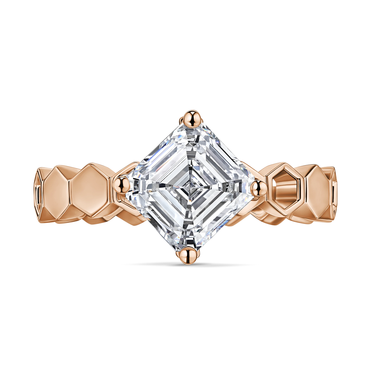 Just Bee honeycomb ring in 18K rose gold #Metal_Rose Gold #Choose your combination_With Lab Diamond + Pendant Set