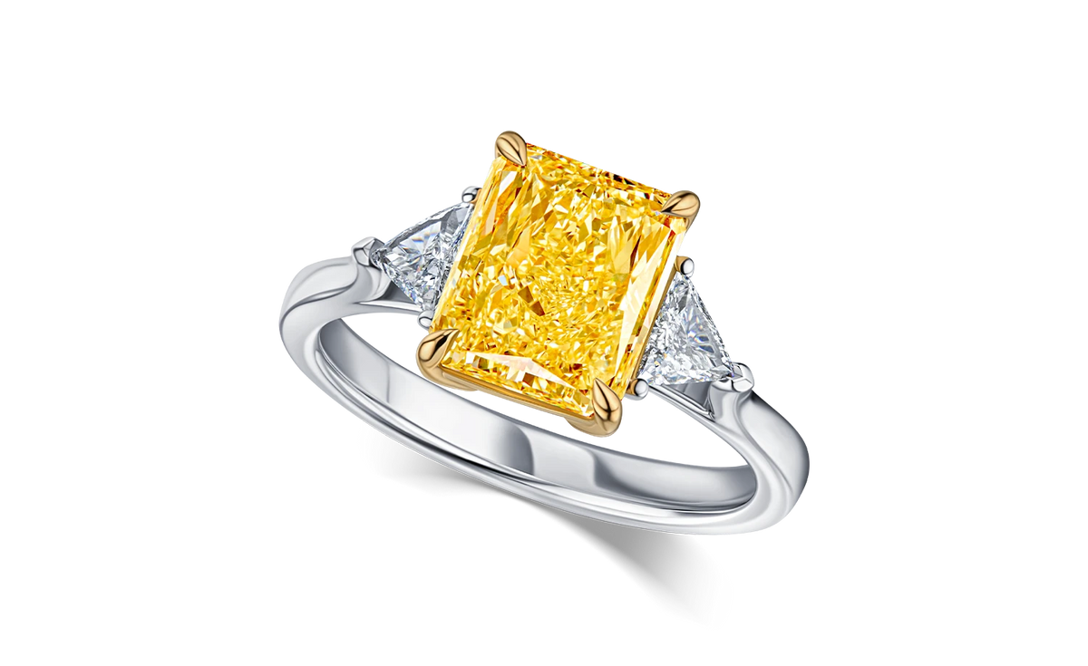 Always Be 2 ct. Fancy Vivid Yellow Radiant Cut Diamond Ring With Side Diamonds — product photo