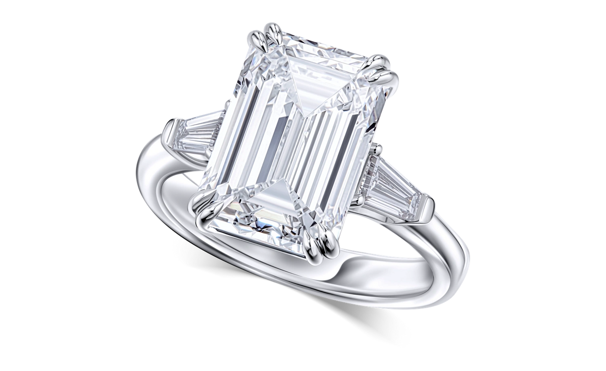Always Be 3 ct. Emerald Cut Diamond Ring With Side Diamonds — product photo