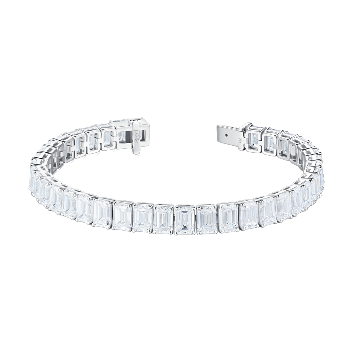 Always Be Emerald Cut Diamond Tennis Bracelet in 18K white gold