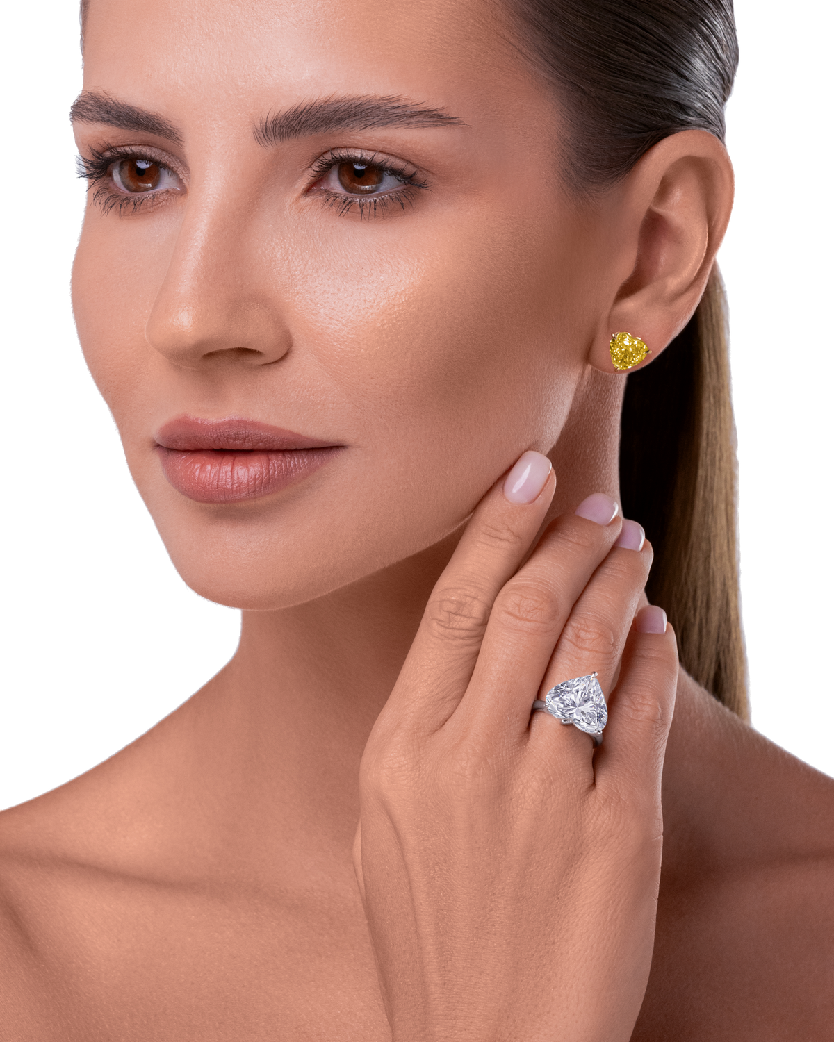 Always Be Heart Shape Diamond Ring worn on model #Metal_White Gold