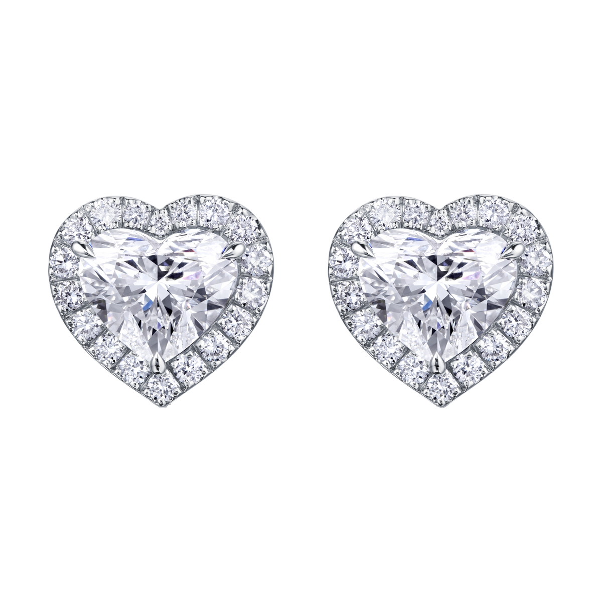 Always Be Heart Shape Diamond Earrings with Removable Halo, halo detail