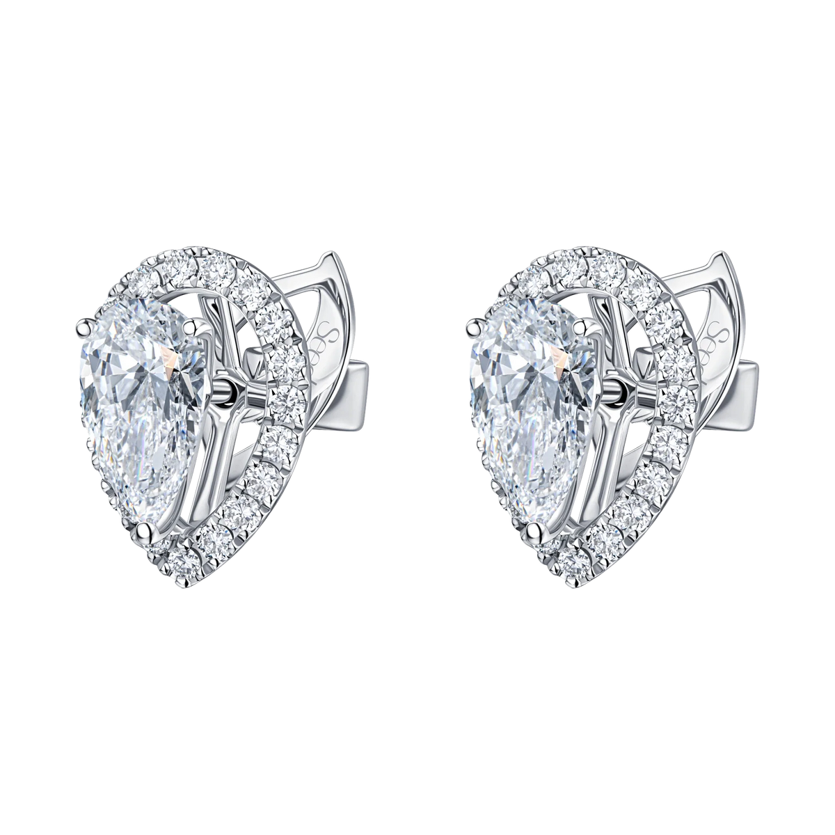 Always Be Pear Shape Earrings with Removable Halo in white gold