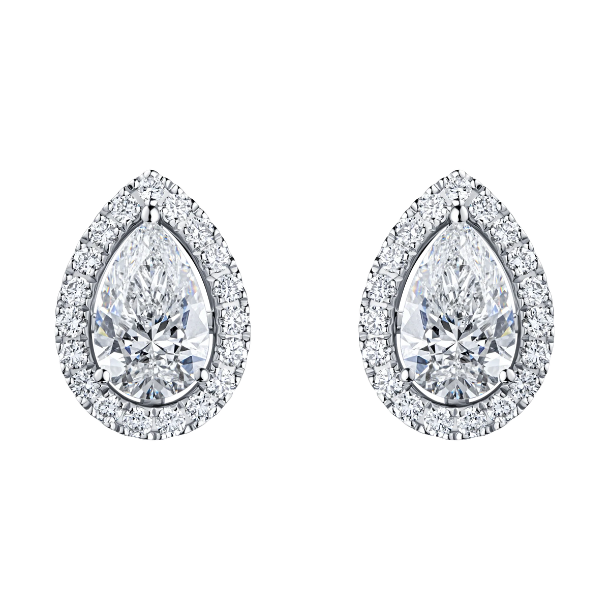 Always Be Pear Shape Earrings with Removable Halo in white gold
